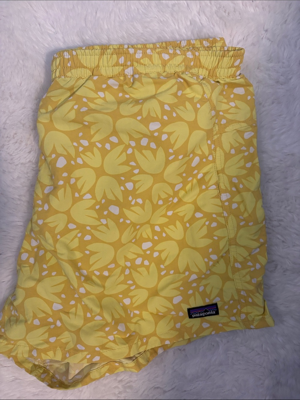 Patagonia Yellow Floral Kids Swim Shorts